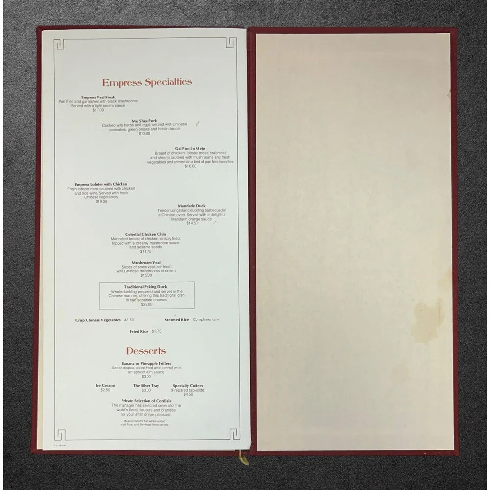 Vintage Empress Hotel Menu Folder Victoria BC Canada Canadian Pacific Hotels